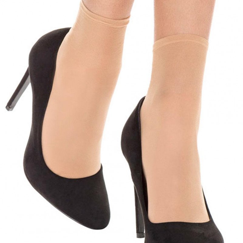 LOT DE 2 Socquettes Chaussettes Femme SUBLIM Beige et Or