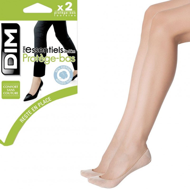 DIM Lot de 2 paires de Protège-pieds Femme Coton ESSENTIELS Naturel 86D