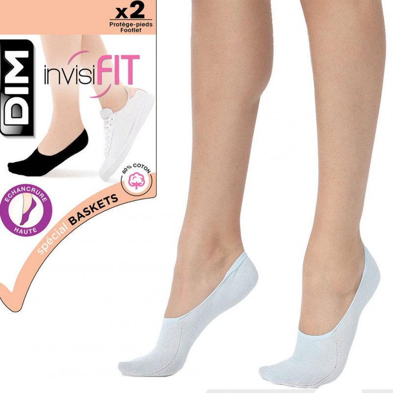 DIM Protège-pieds Femme Coton INVISIFIT Blanc