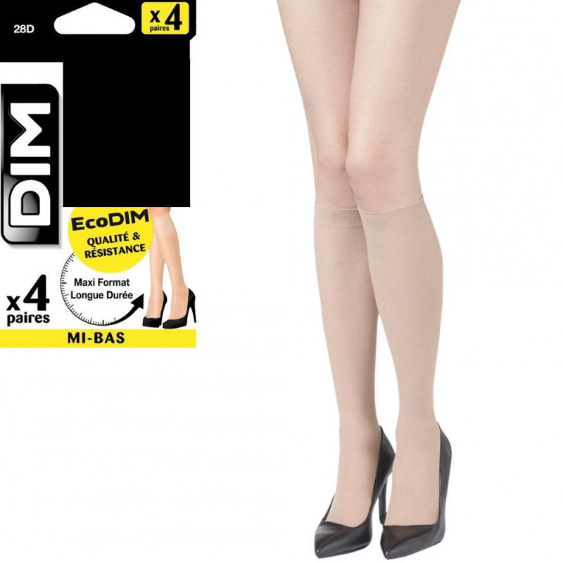 LOT DE 4 Mi-bas Chaussettes Femme ECODIM Beige et Capri
