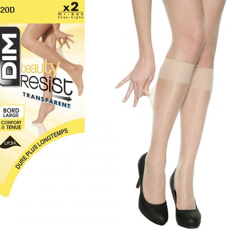 LOT DE 2 Mi-bas Chaussettes Femme RESIST Beige et Capri