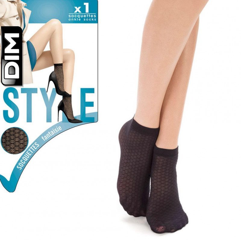 Socquettes Femme STYLE Noir et Transparent