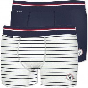 MR MARCEL Lot de 2 Boxers Homme Coton BCX2 Blanc Marine