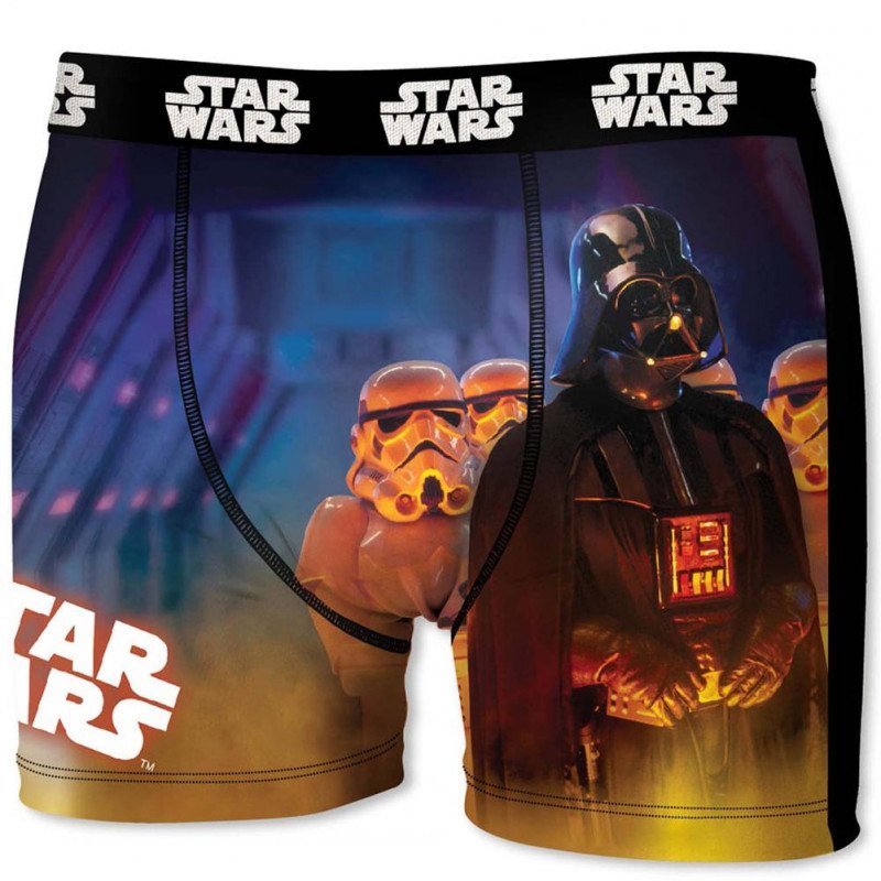 STAR WARS Boxer Garçon Microfibre GRO7 Bleu Noir