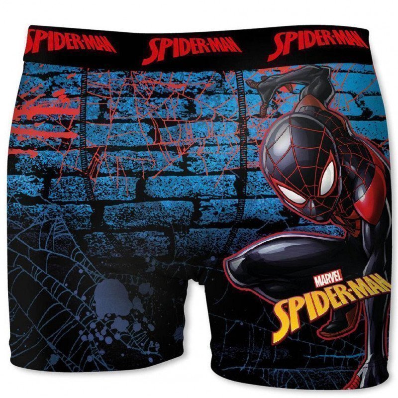 MARVEL Boxer Garçon Microfibre SPID09 Noir Bleu