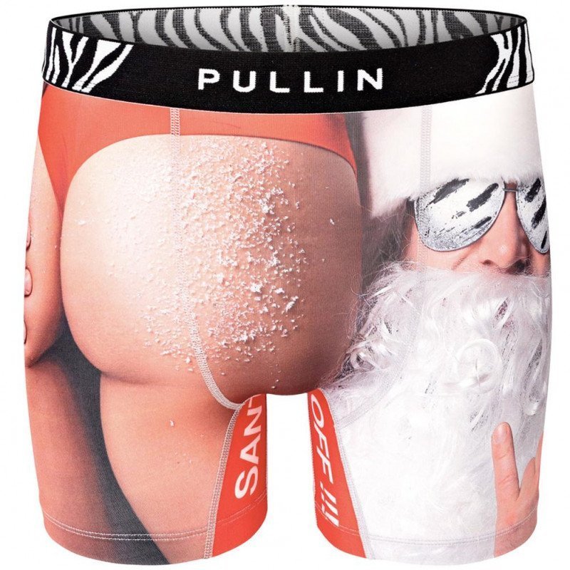 PULL IN Boxer Long Homme Microfibre SANTASS Blanc Rouge