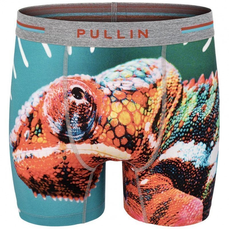 PULL IN Boxer Long Homme Coton Bio CAMELEON Bleu Rouge