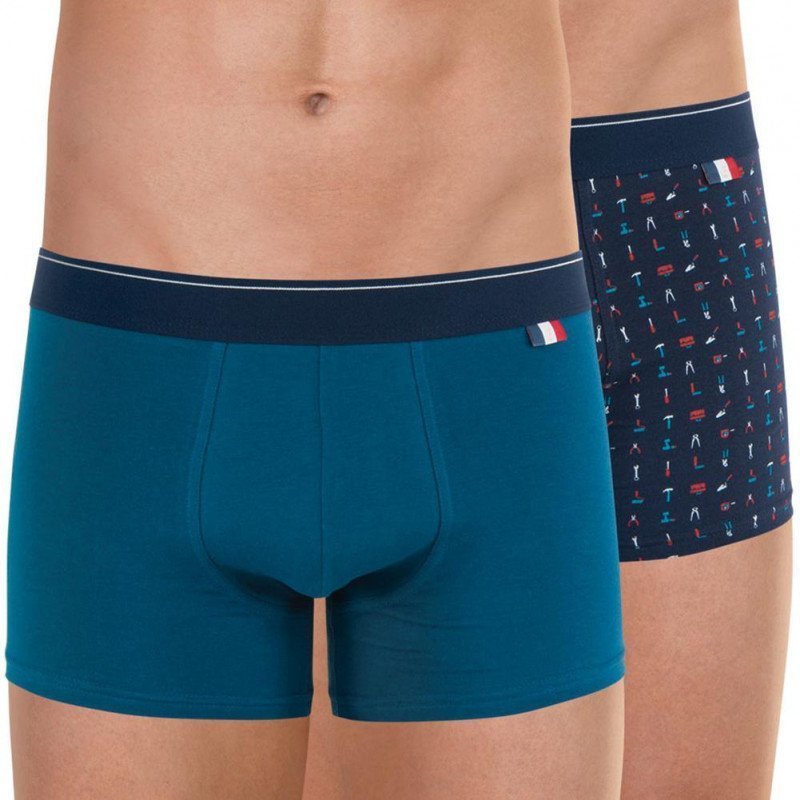 EMINENCE lot de 2 Boxers Homme Coton FAIT EN FRANCE Lagon Outils