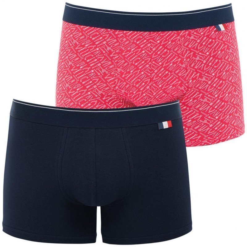 EMINENCE lot de 2 Boxers Homme Coton FAIT EN FRANCE Marine Rouge