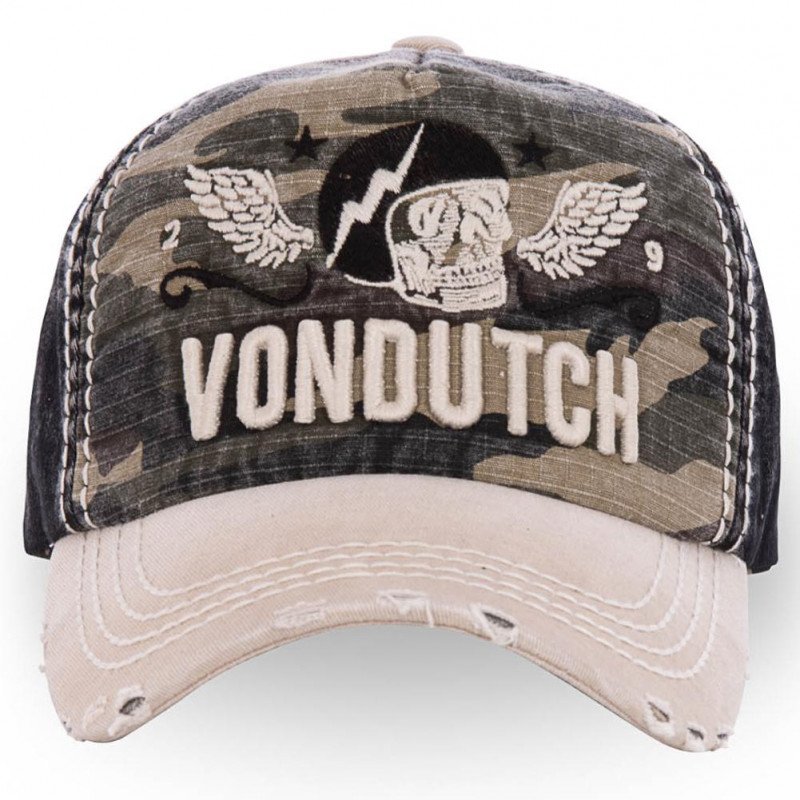 VON DUTCH Casquette Homme Coton XAVIER 07 Camouflage Noir