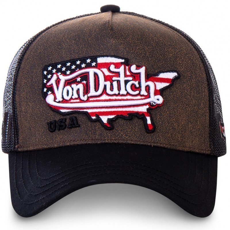 VON DUTCH Casquette Homme Microfibre PAY2 Noir Marron