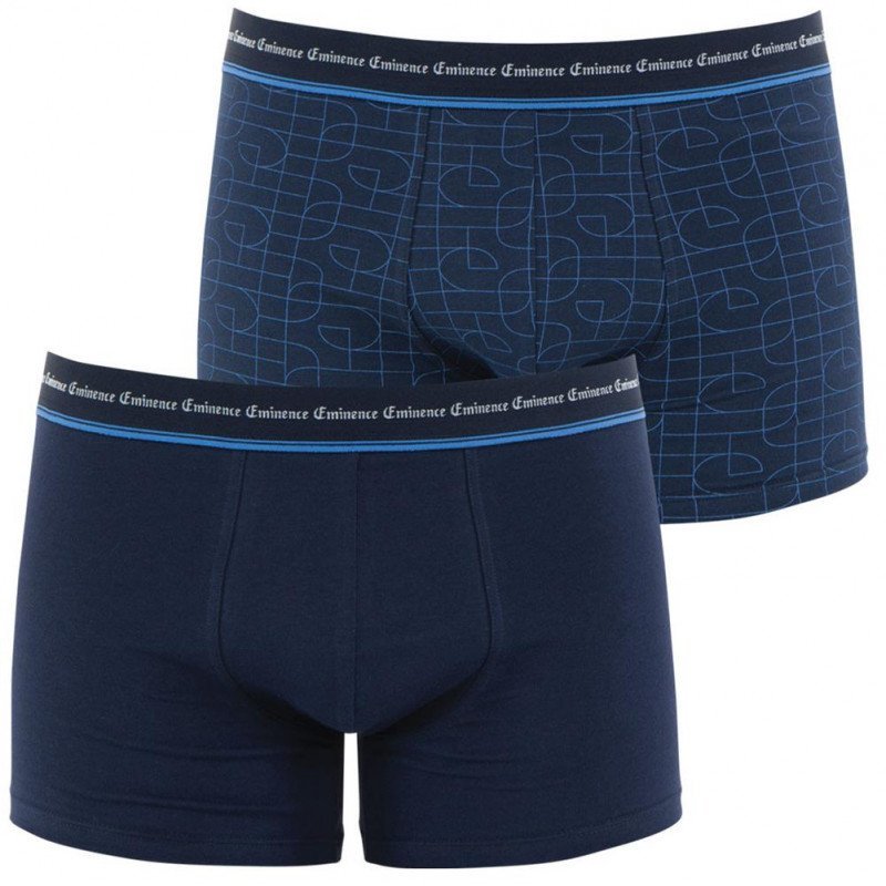 EMINENCE Lot de 2 Boxers Homme Coton DUO PRINT Marine Bleu