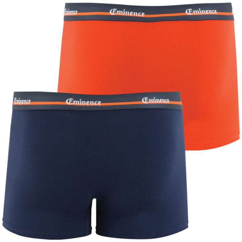 EMINENCE Lot de 2 Boxers Homme Coton TRAVEL Orange Marine