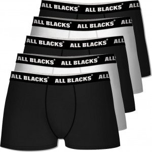 ALL BLACKS Lot de 5 Boxers Homme Coton BCX5 Noir Blanc