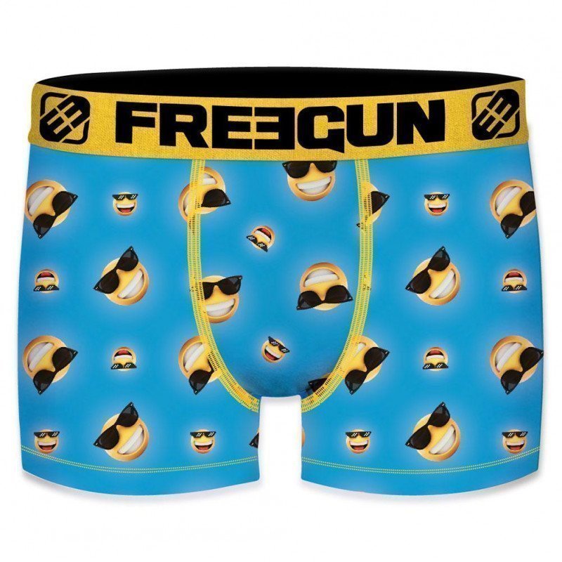 FREEGUN Boxer Garçon Microfibre LUN Cyan Jaune PREMIUM