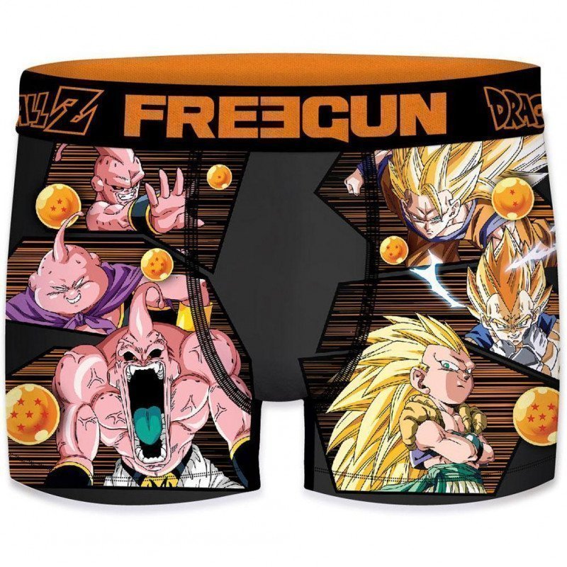 FREEGUN Boxer Homme Microfibre ROZ Noir Orange DRAGON BALL Z