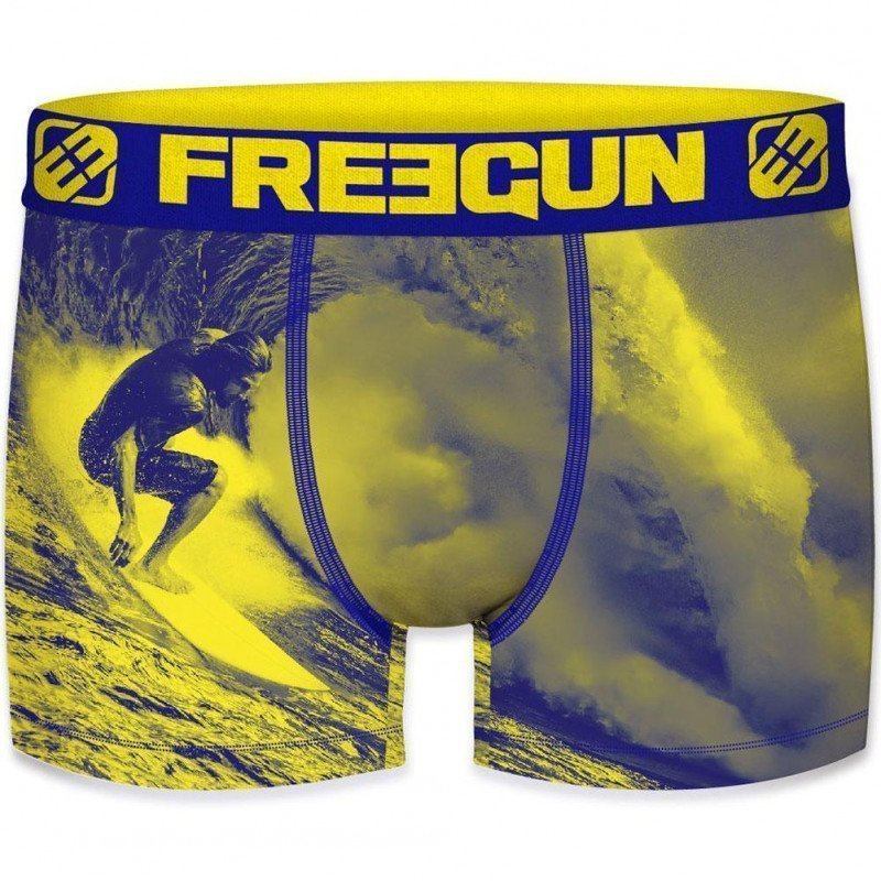 FREEGUN Boxer Homme Microfibre SUR76 Jaune Bleu PREMIUM