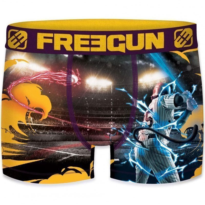 FREEGUN Boxer Homme Microfibre BAL Noir Jaune PREMIUM