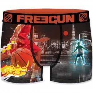 FREEGUN Boxer Homme Microfibre BAS Noir Rouge PREMIUM