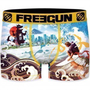 FREEGUN Boxer Homme Microfibre SUR78 Blanc Jaune PREMIUM
