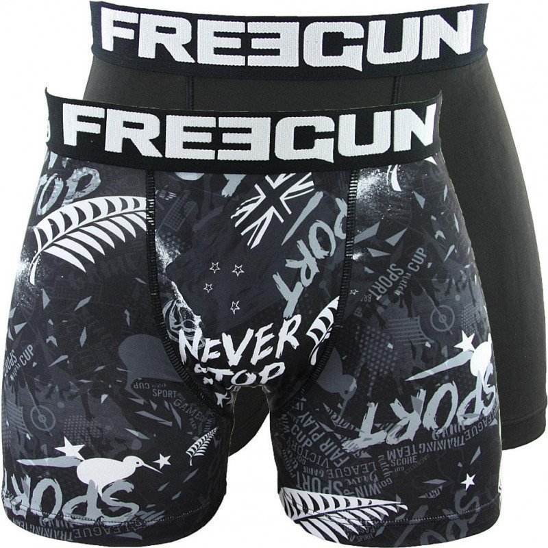 FREEGUN Lot de 2 Boxers Garçon Microfibre NEW Noir