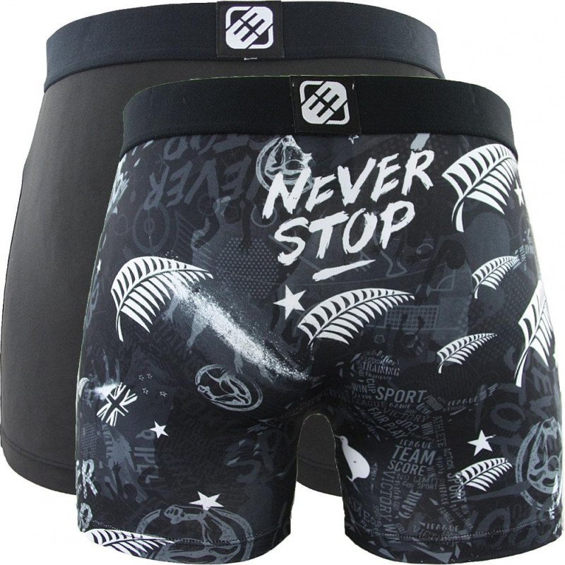 LOT DE 2 Boxer Sous-vêtements Garçon BMX2RUGBY Noir et Blanc