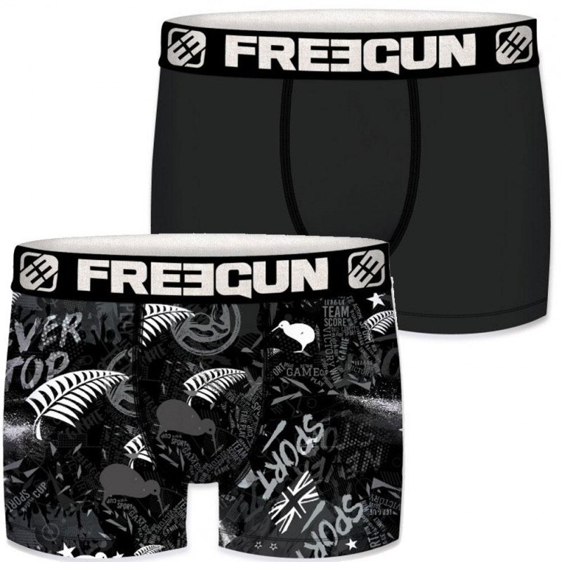 LOT DE 2 Boxer Sous-vêtements Garçon BMX2RUGBY Noir et Blanc