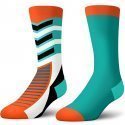 CRAZYSOCKS Lot de 2 paires de Chaussettes Homme Coton Bio DUO CHEV Cyan Orange