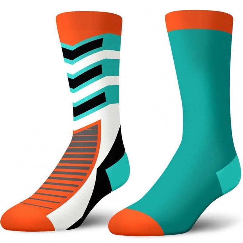 CRAZYSOCKS Lot de 2 paires de Chaussettes Homme Coton Bio DUO CHEV Cyan Orange