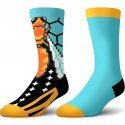 CRAZYSOCKS Lot de 2 paires de Chaussettes Homme Coton Bio DUO BEES Bleu Noir