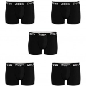 KAPPA Lot de 5 Boxers Homme Coton BCX5CLASS1 Noir ceinture Noir