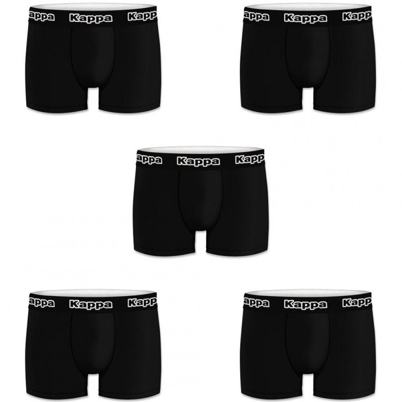 KAPPA Lot de 5 Boxers Homme Coton BCX5CLASS1 Noir ceinture Noir