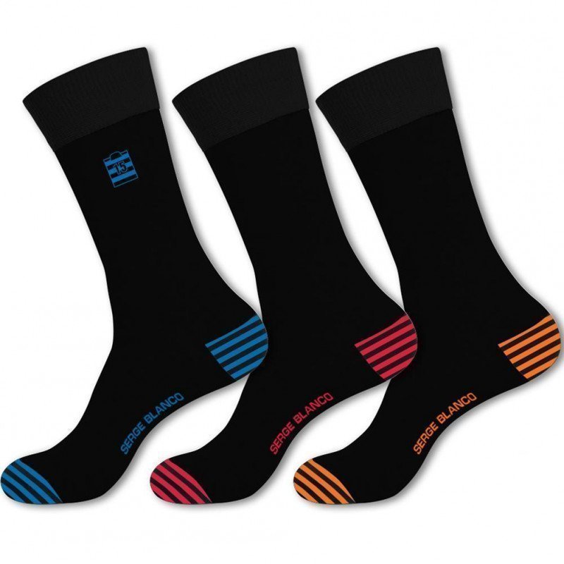 SERGE BLANCO Lot de 3 paires de Chaussettes Homme Coton CHVASS1 Noir Multicolore