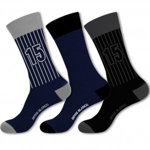 SERGE BLANCO 3 paires Chaussettes Homme Coton CHVASS215 Bleu Noir