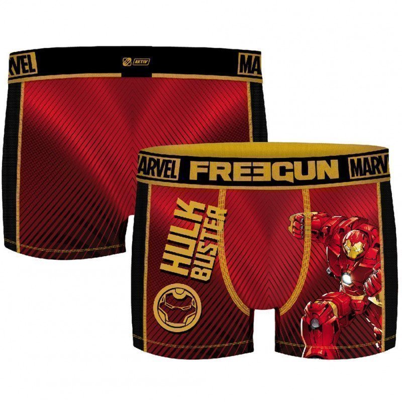 FREEGUN Boxer Homme Microfibre BUSAKT Rouge Jaune MARVEL