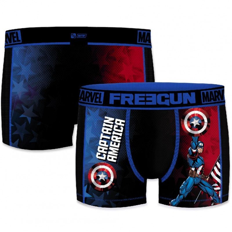 FREEGUN Boxer Homme Microfibre CAPAKT Rouge Bleu MARVEL