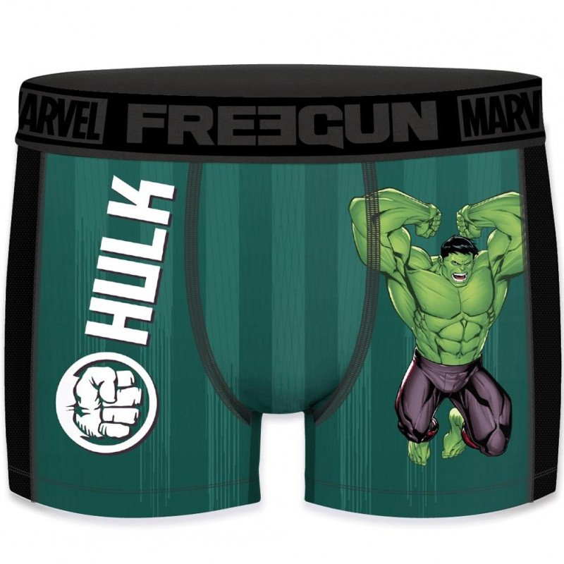 FREEGUN Boxer Homme Microfibre HULAKT Vert Noir MARVEL