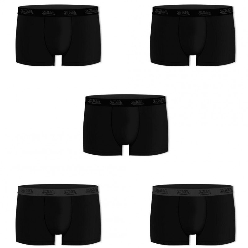 VON DUTCH Lot de 5 Boxers Homme Coton BCX5BASIC 1 Noir