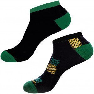 CRAZYSOCKS 2 paires Socquettes Homme Coton Bio ANANAS Noir Vert