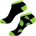 CRAZYSOCKS Lot de 2 paires de Socquettes Homme Coton Bio KIWI22 Noir Vert