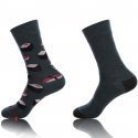 CRAZYSOCKS Lot de 2 paires de Chaussettes Homme Coton Bio ASS1 SUSHIS Gris