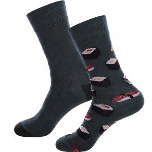 CRAZYSOCKS 2 paires Chaussettes Homme Coton Bio ASS1 SUSHIS Gris