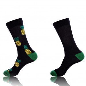 CRAZYSOCKS 2 paires Chaussettes Homme Bio ASS3 ANANAS Noir Vert