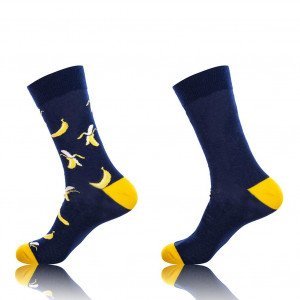 CRAZYSOCKS 2 paires Chaussettes Homme Bio ASS3BANANE Marine Jaune