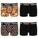 FREEGUN Lot de 4 Boxers Homme Microfibre PACKX4 SMILEY Noir Jaune