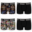 FREEGUN Lot de 4 Boxers Homme Microfibre PACKX4 TDM Noir Gris