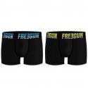 FREEGUN Lot de 2 Boxers Homme Coton BCX2ASS17 Noir