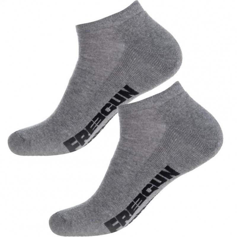 FREEGUN Lot de 2 paires de Socquettes Homme Coton TOP Gris