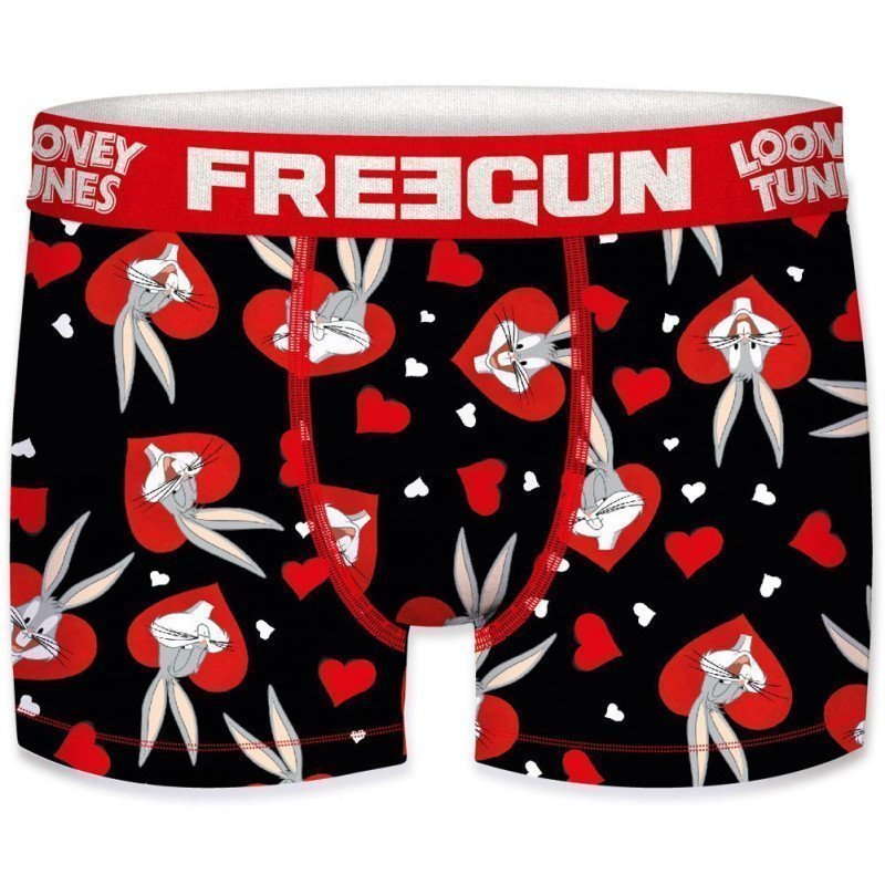 FREEGUN Boxer Homme Microfibre LOV Noir Rouge LOONEY TUNES