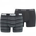 LOT DE 2 Boxer Sous-vêtements Homme HERITAGE STRIPE Noir et Gris